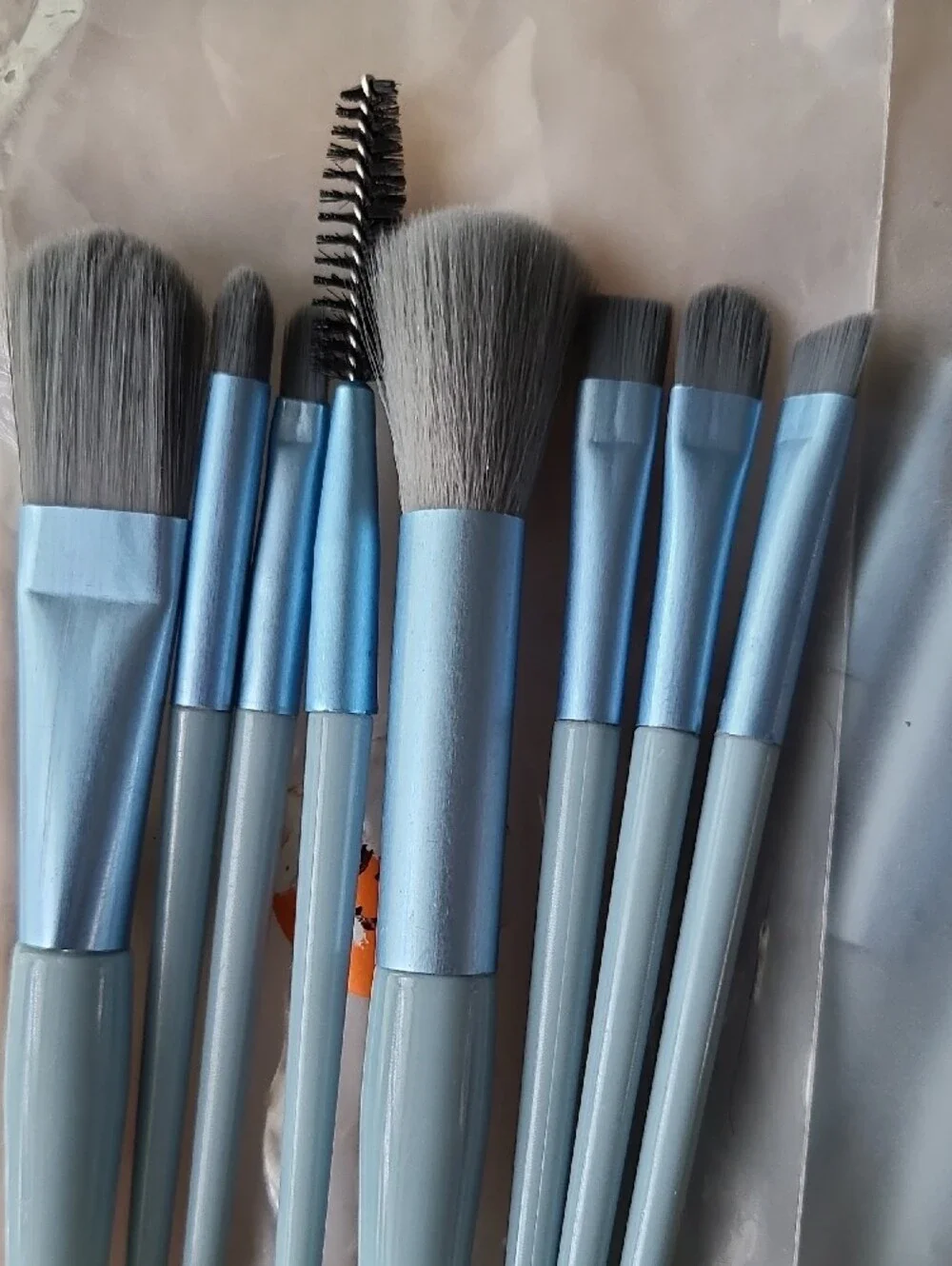 Blue Mini Makeup Brush Set - Soft Synthetic Bristles -8 Piece set (2 sets)